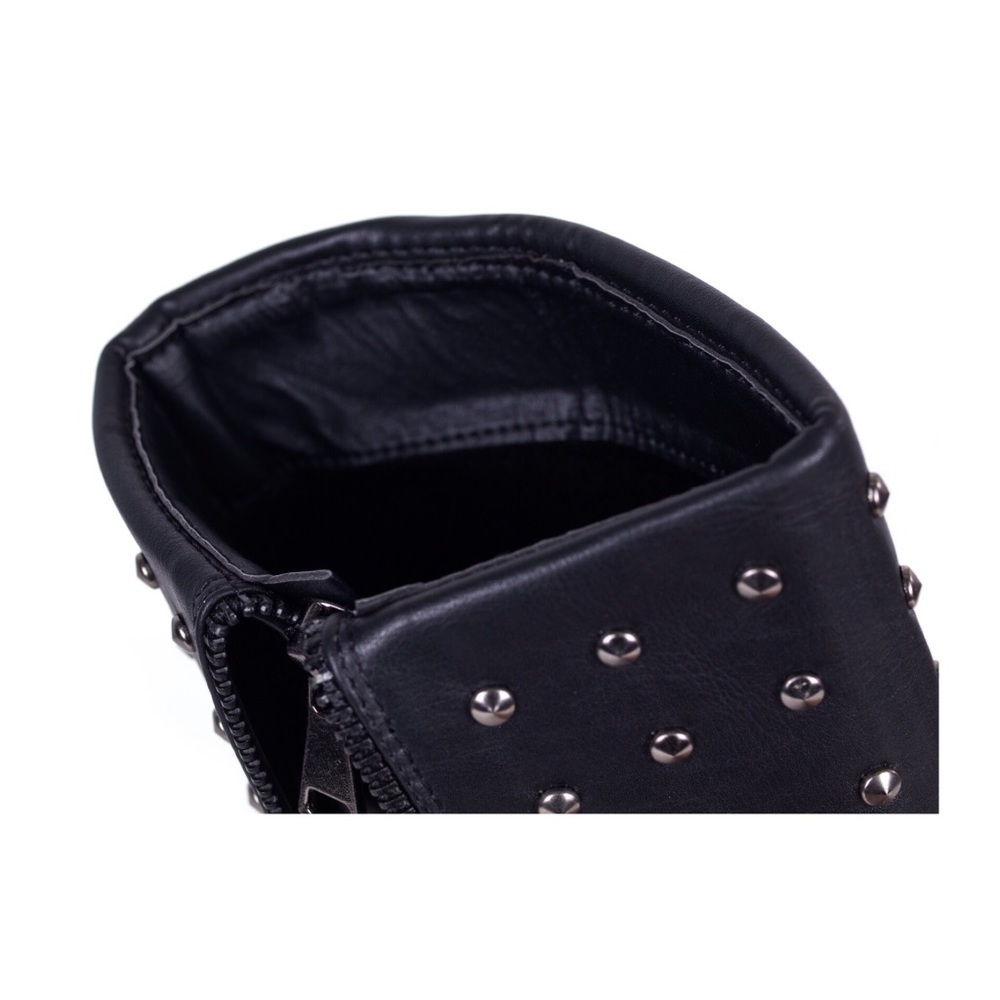 Women 10" Faux Leather Boots w/ Studs and Heel, NEW - Picture 4 of 4